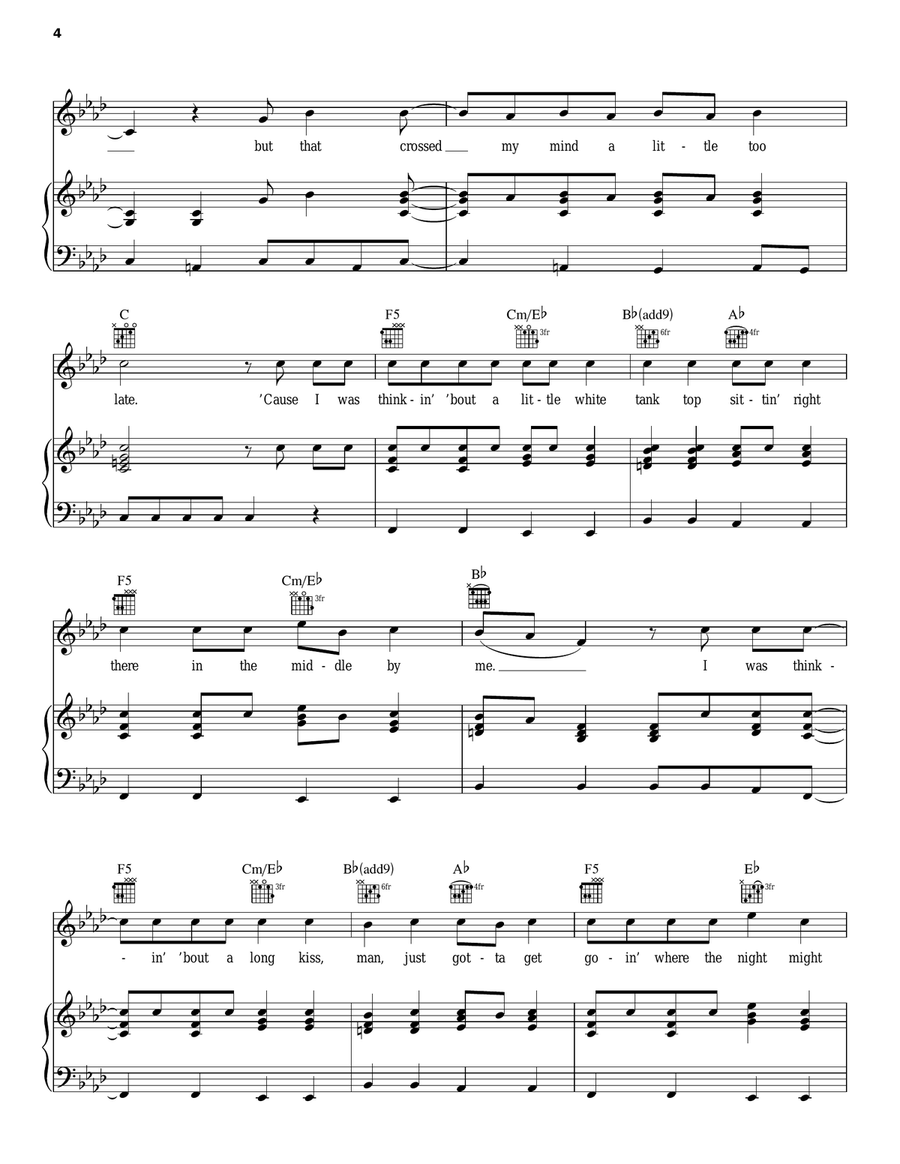 What Was I Thinkin' Piano, Vocal, Guitar scores gallery preview page 4