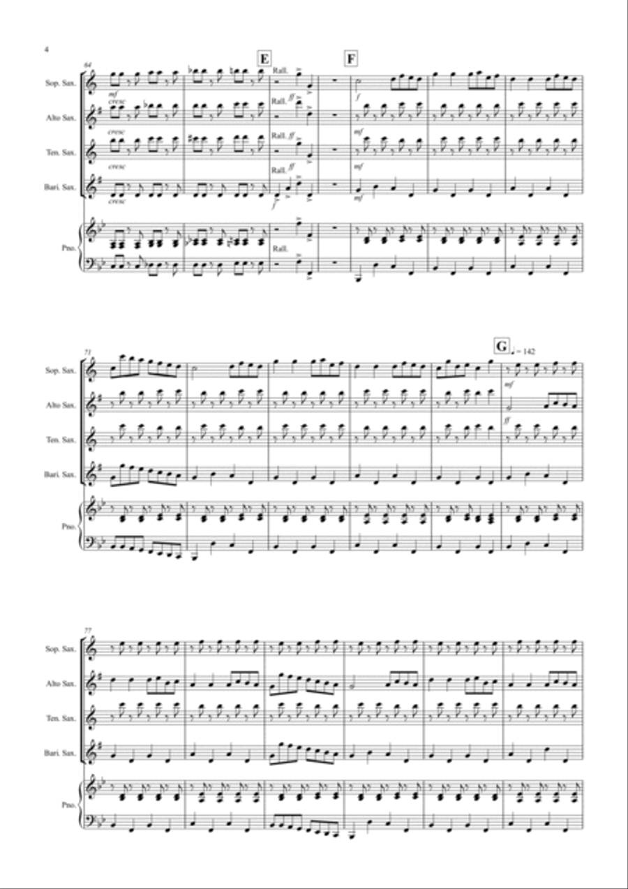 2 Classical Favourites for Saxophone Quartet (volume two) Saxophone Quartet scores gallery preview page 4