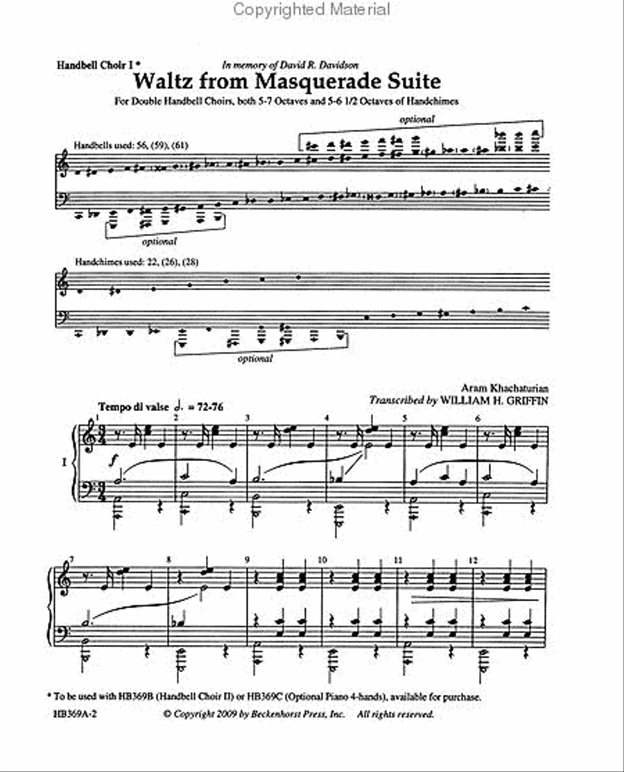 Waltz from Masquerade Suite - handbell choir I Handbell Choir scores gallery preview page 2