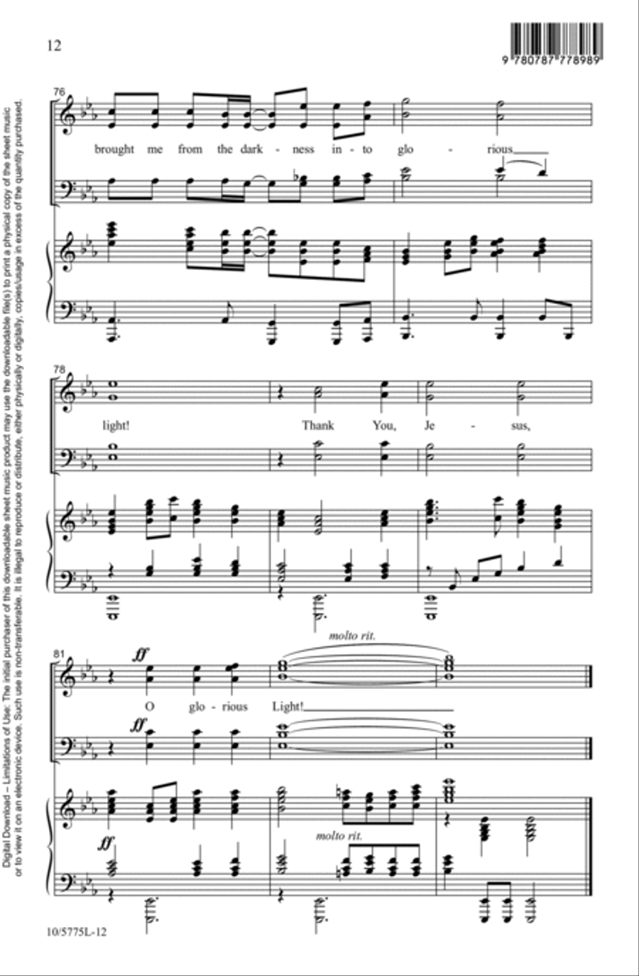Thank You, Jesus, For the Blood Choir scores gallery preview page 12