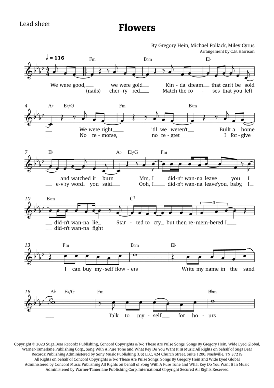 Flowers Easy Piano scores gallery preview page 1