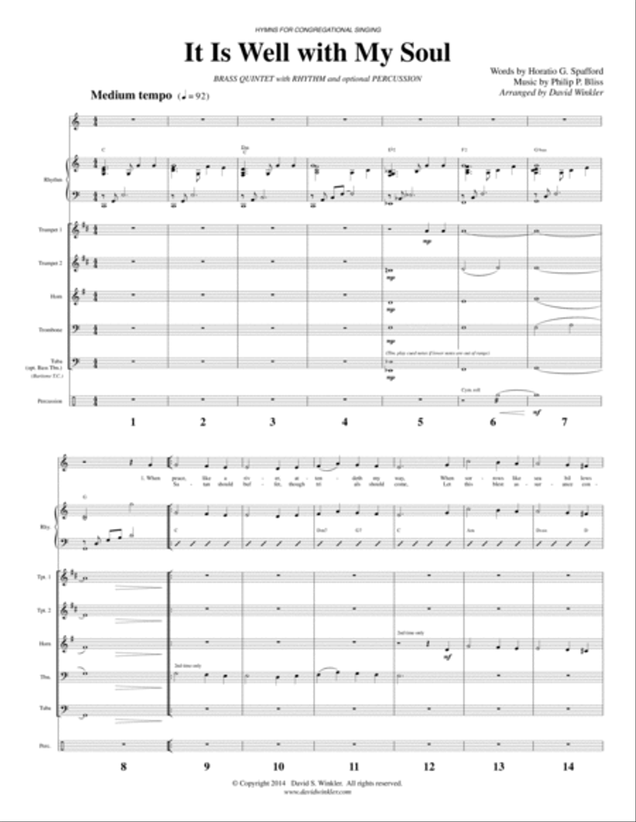 It Is Well With My Soul (hymn accompaniment) Brass Ensemble scores gallery preview page 3