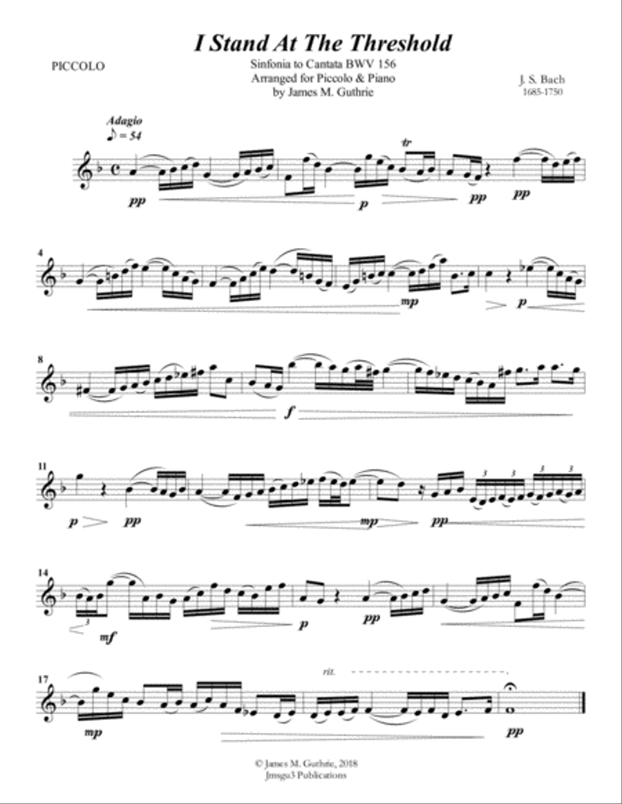 Bach: I Stand At The Threshold for Piccolo & Piano Piccolo scores gallery preview page 3