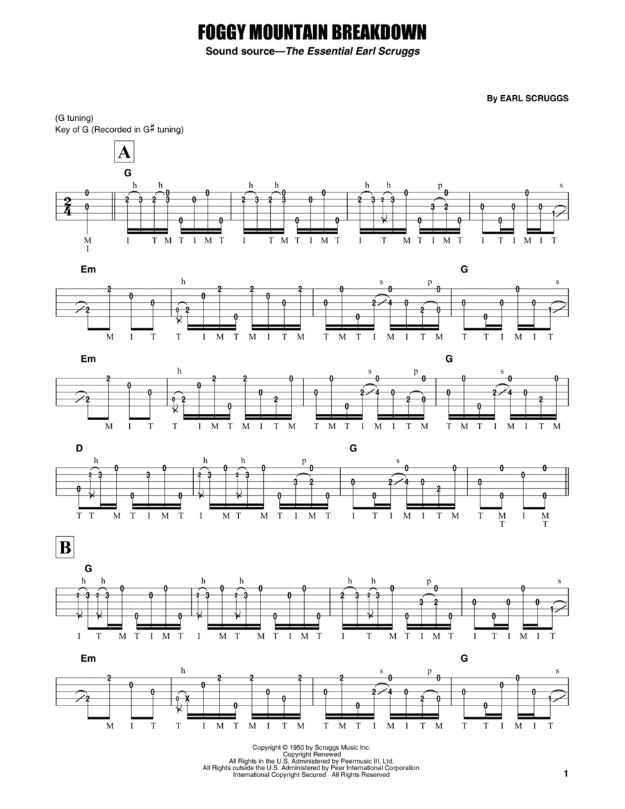 Foggy Mountain Breakdown Banjo scores gallery preview page 1