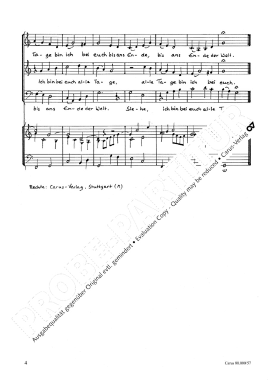 Siehe, ich bin bei euch alle Tage 3-Part scores gallery preview page 5
