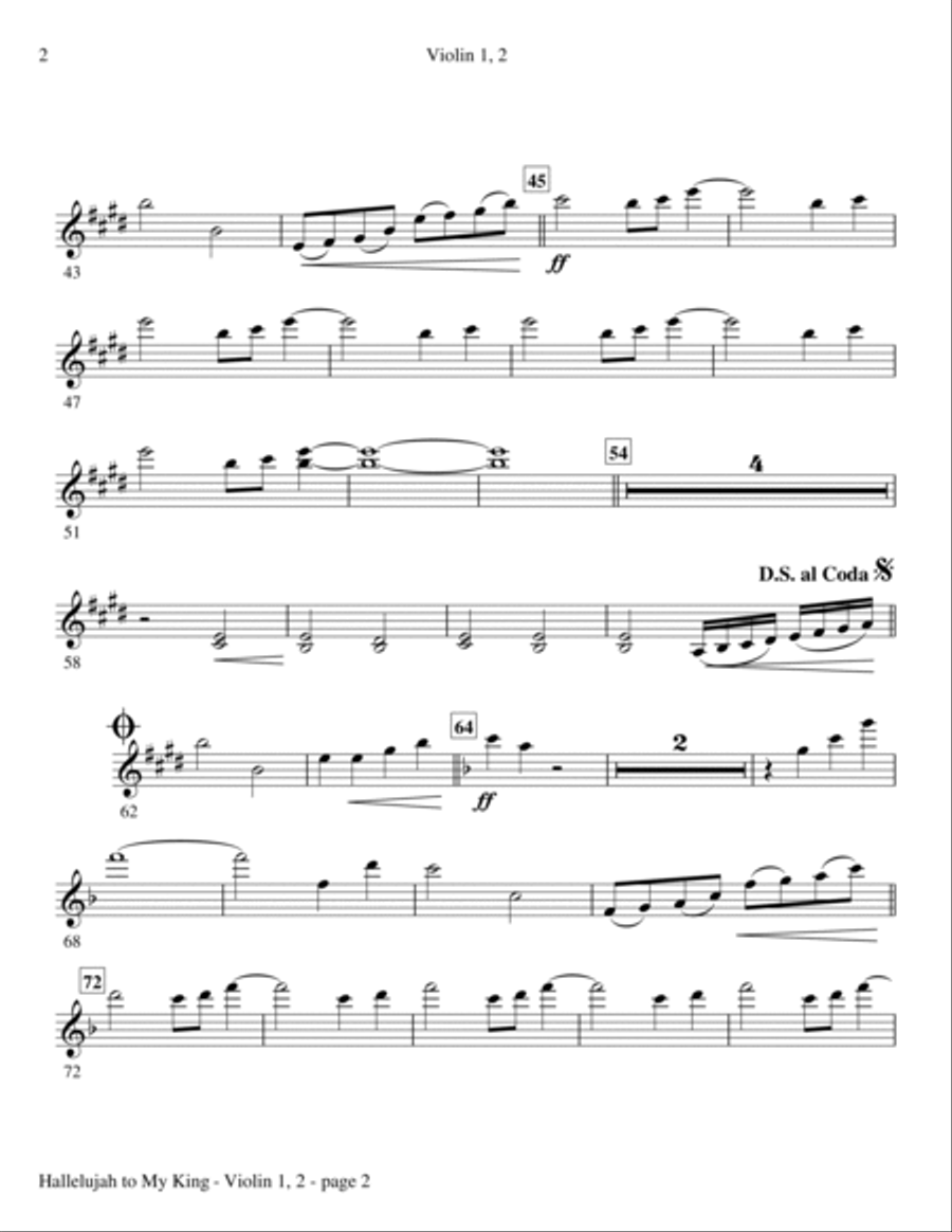 Hallelujah To My King - Violin 1 & 2 Choir scores gallery preview page 2