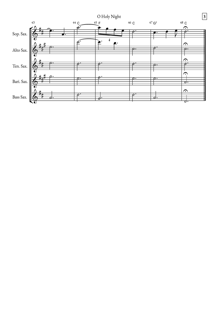 O Holy Night Saxophone Quintet scores gallery preview page 3