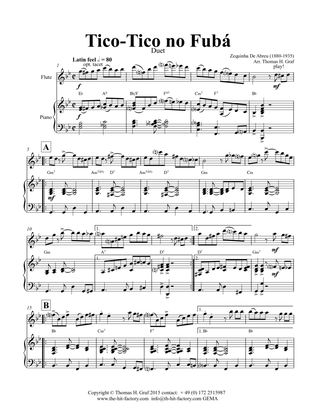 Tico-Tico no Fubá - Choro - Key: G-minor - Piano and Flute