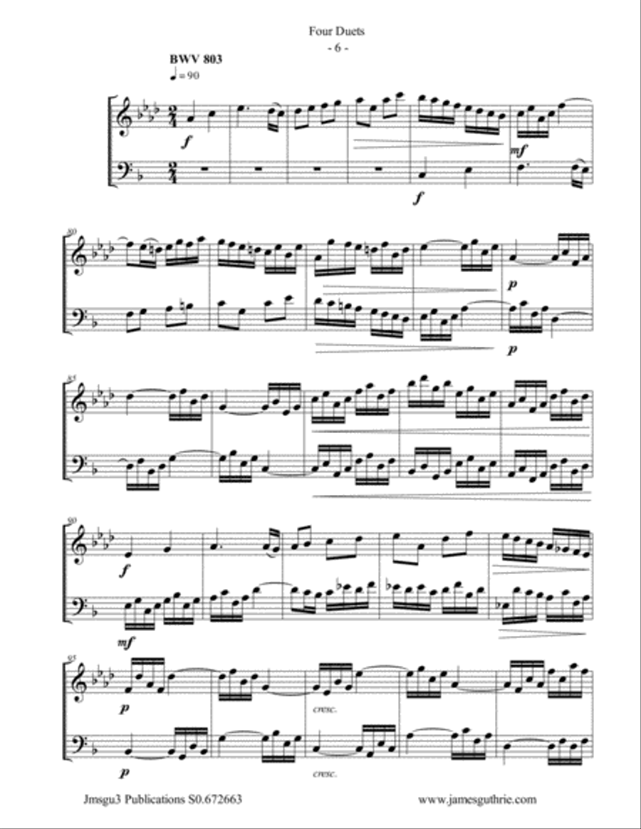 Bach: Four Duets for Oboe d'Amore & Cello Oboe scores gallery preview page 6