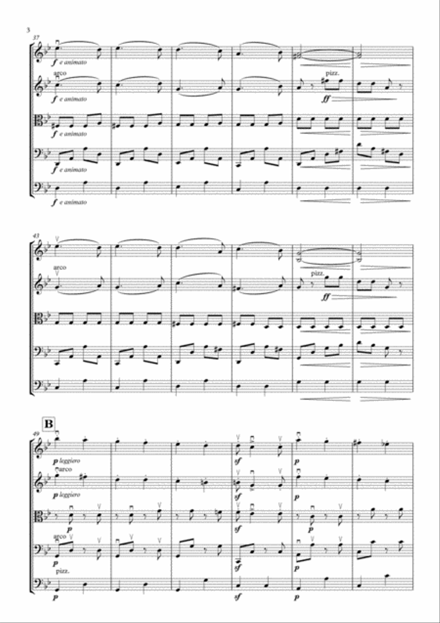 Hungarian Dance no.1, by Johannes Brahms, arranged for String Orchestra String Orchestra scores gallery preview page 4