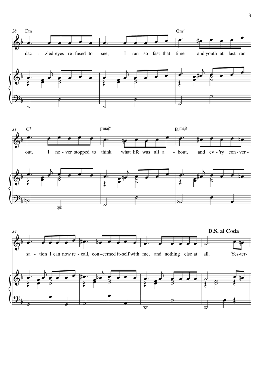 Yesterday, When I Was Young (hier Encore) Voice scores gallery preview page 3