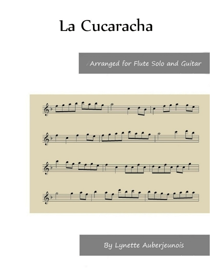 La Cucaracha - Flute Solo with Guitar Chords Chamber Music scores gallery preview page 1