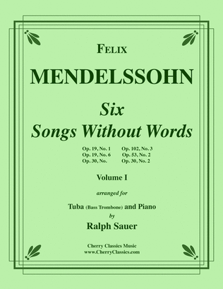 Book cover for Six Songs Without Words for Tuba or Bass Trombone & Piano