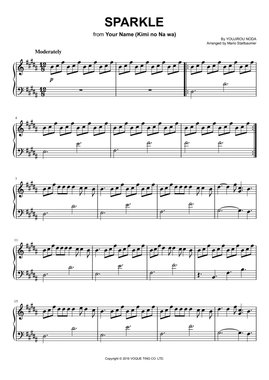 Sparkle Piano Solo scores gallery preview page 1