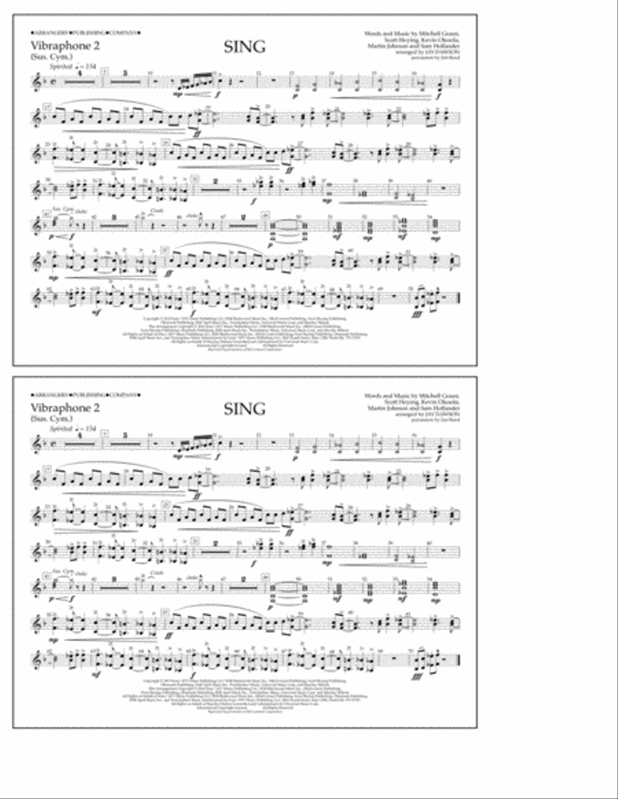 Sing - Vibraphone 2 Sing - Vibraphone 2 A Cappella scores gallery preview page 1