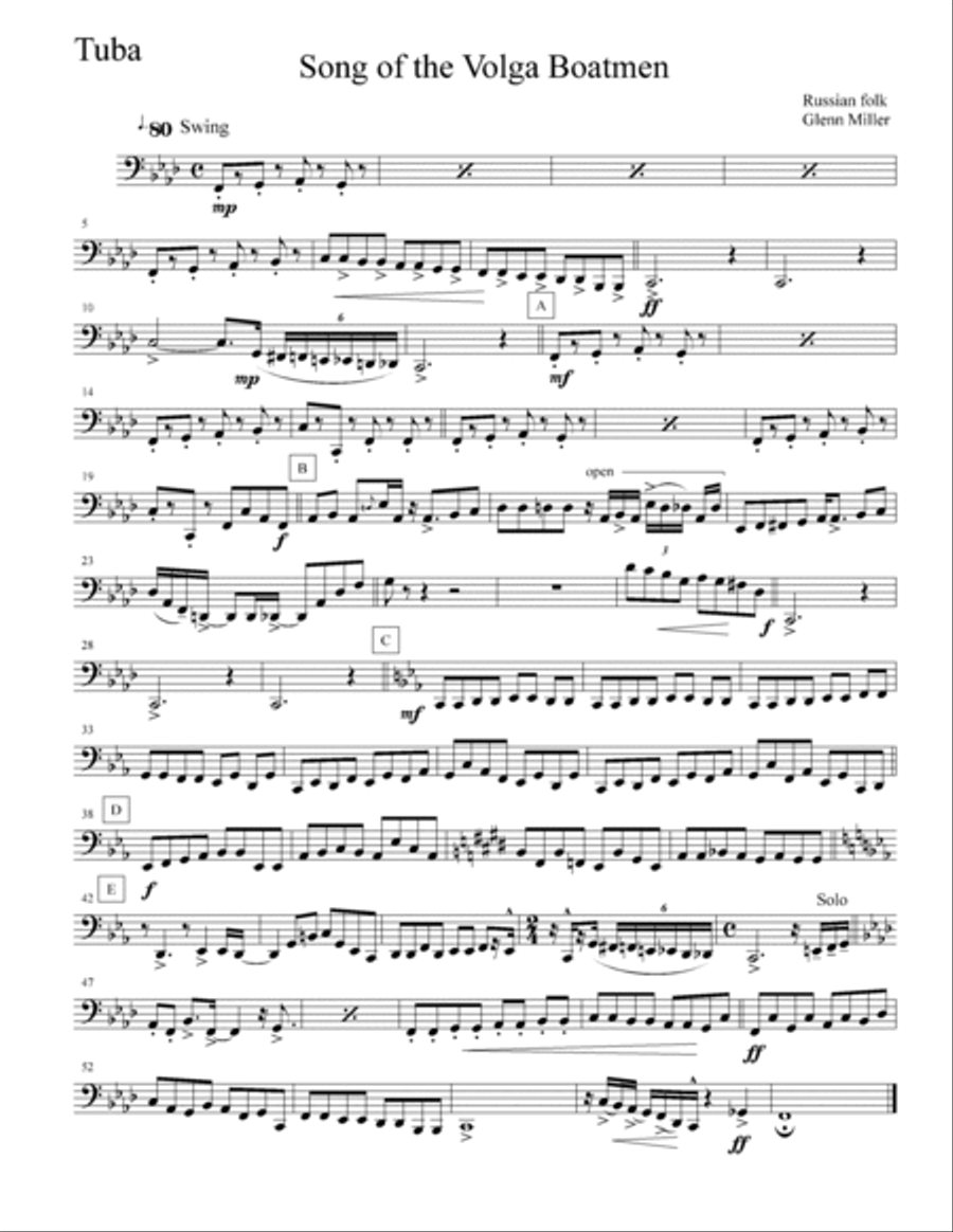 Song of the Volga Boatmen Brass Quintet scores gallery preview page 5