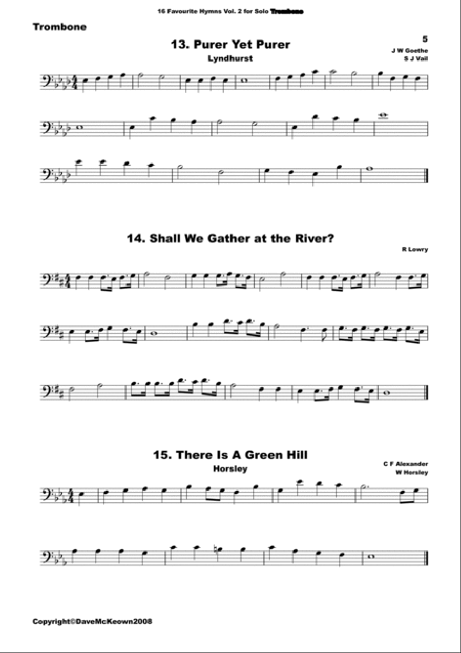 16 Favourite Hymns Vol.2 for solo Trombone Piano scores gallery preview page 5