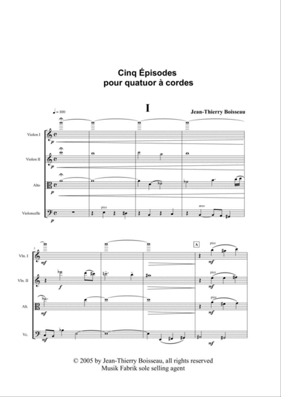 Cinq Episodes (Five Episodes) for string quartet String Quartet scores gallery preview page 2