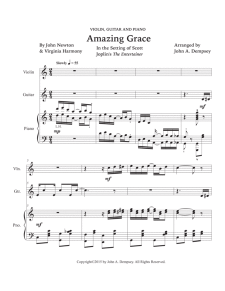 Amazing Grace / The Entertainer (Trio for Violin, Guitar and Piano) image number null