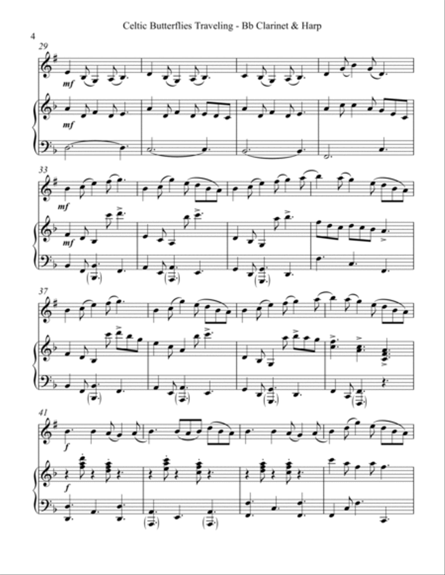 Celtic Butterflies Traveling, Duet for Bb Clarinet and Harp image number null