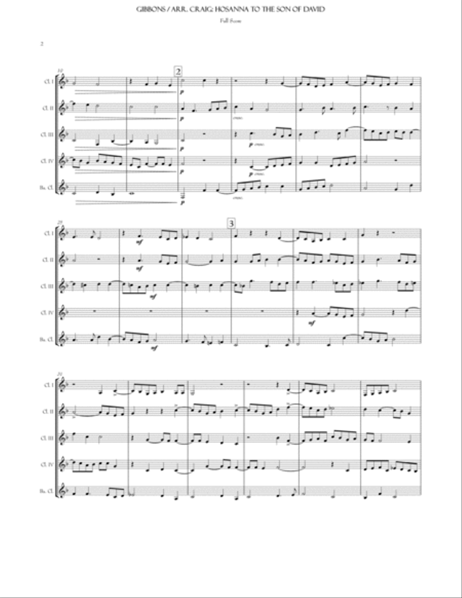 Hosanna to the Son of David (CQ5) Clarinet Quintet scores gallery preview page 3