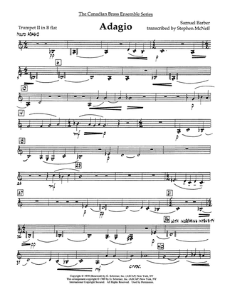 Adagio (Adagio For Strings) - Bb Trumpet 2 (Brass Quintet)