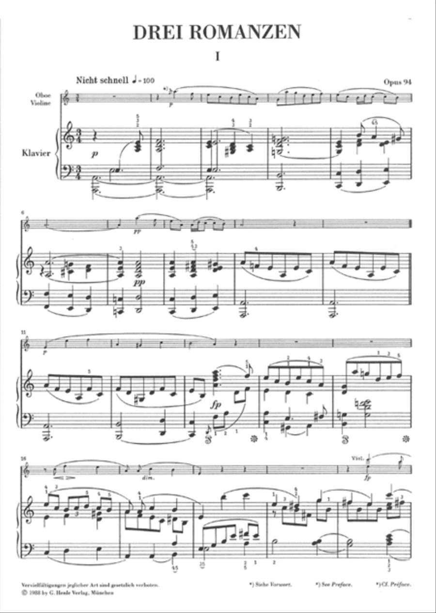 3 Romances for Oboe and Piano Op. 94 Violin Solo scores gallery preview page 3