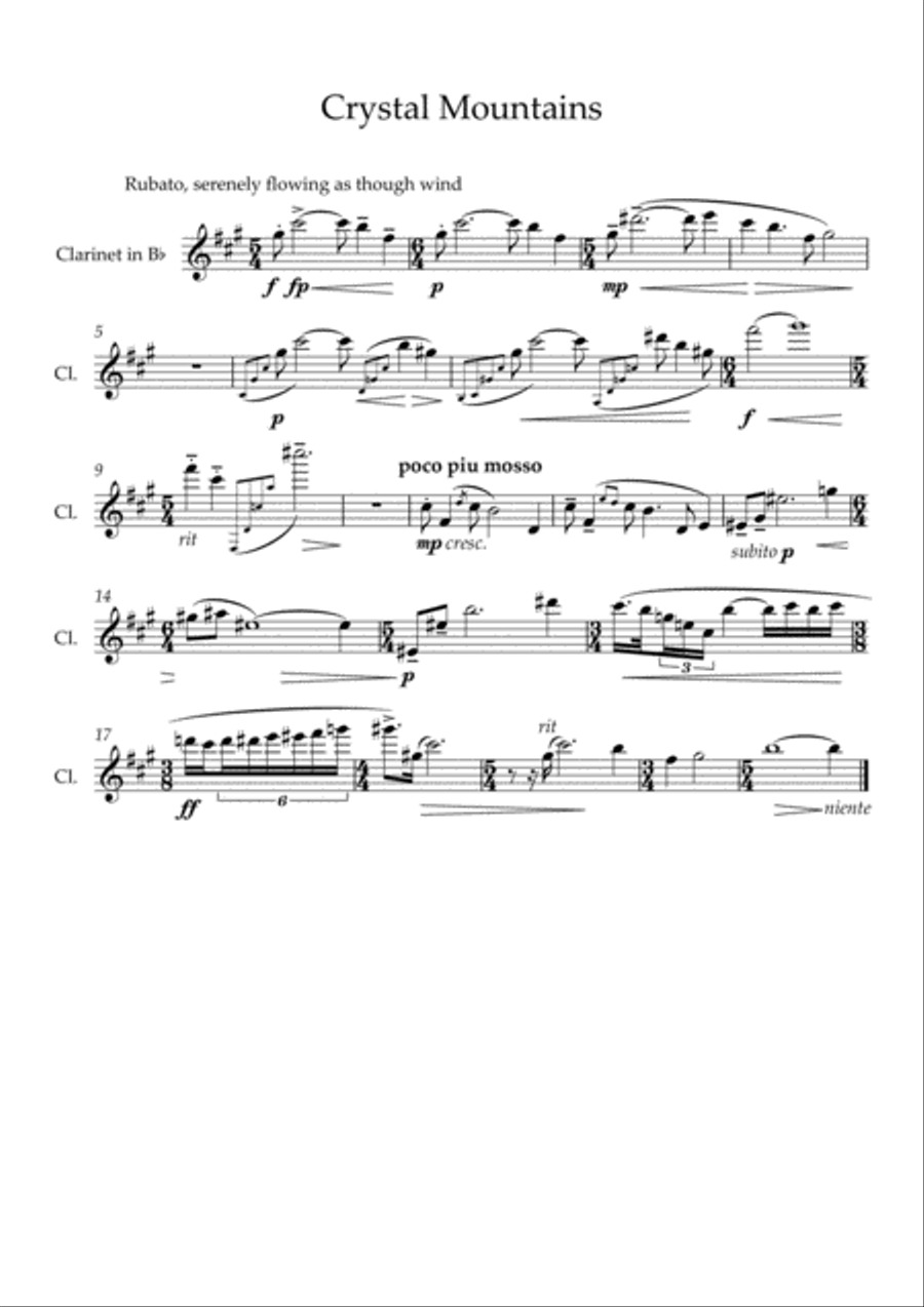 Crystal Mountains Clarinet Solo scores gallery preview page 1