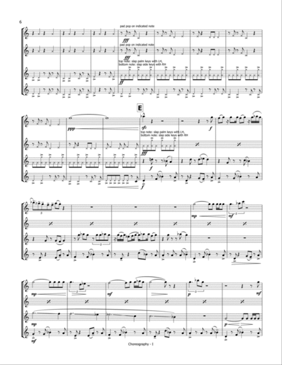 Choreography for Saxophone Quartet Saxophone Quartet scores gallery preview page 6