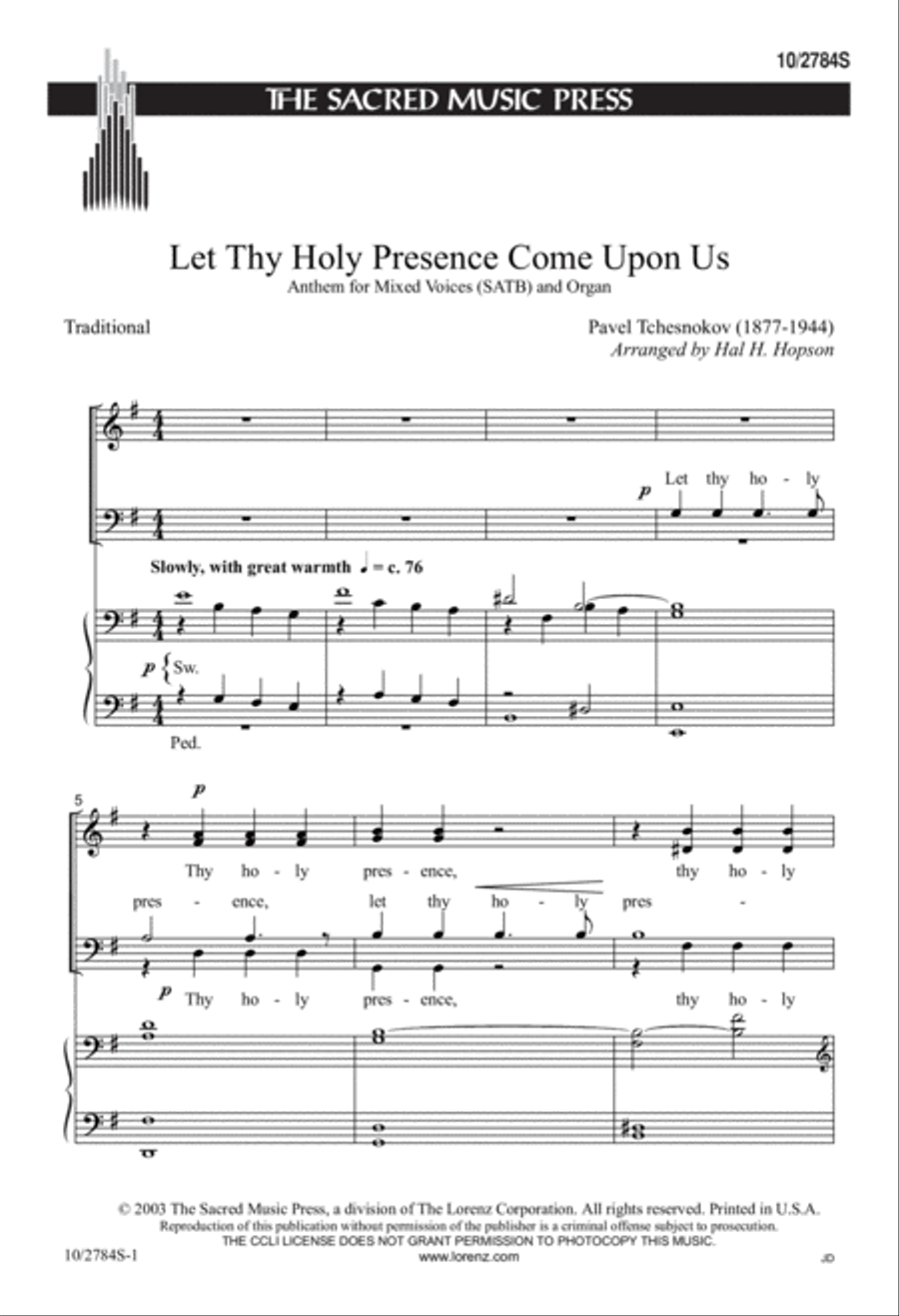 Let Thy Holy Presence Come Upon Us 4-Part scores gallery preview page 1