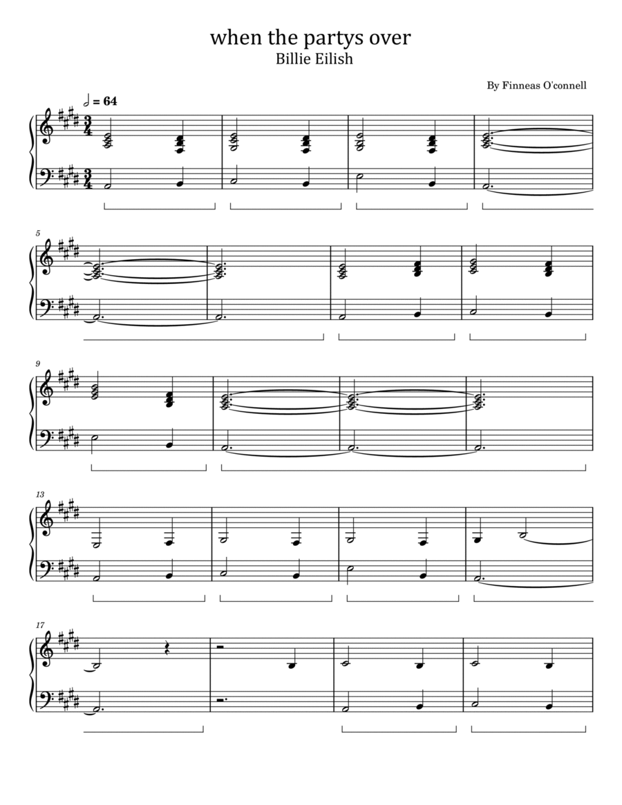 When The Party's Over Piano Solo scores gallery preview page 1