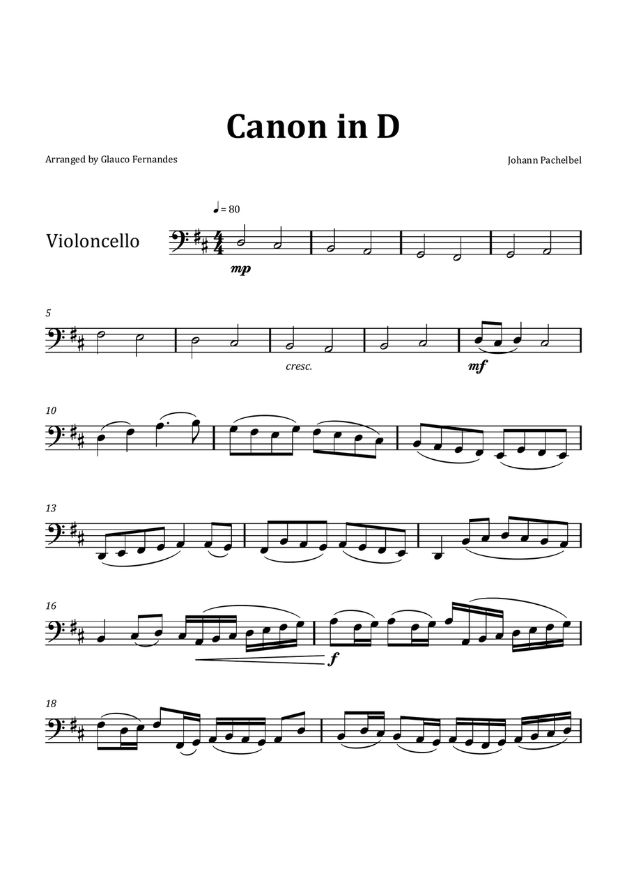 Pachelbel canon outlet cello