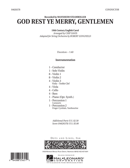 God Rest Ye Merry, Gentlemen - Full Score
