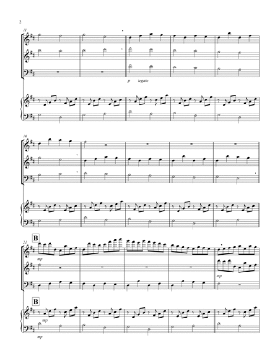Canon in D (Pachelbel) (D) (Woodwind Trio - 1 Flute, 1 Oboe, 1 Bassoon), Keyboard) Chamber Music scores gallery preview page 2