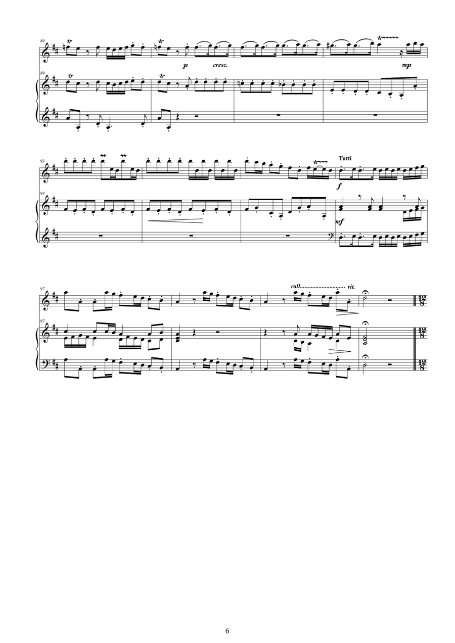 Vivaldi - Flute Concerto No.3 in D major Op.10 'Il Cardellino' RV 428 for Flute and Piano Flute Solo scores gallery preview page 6