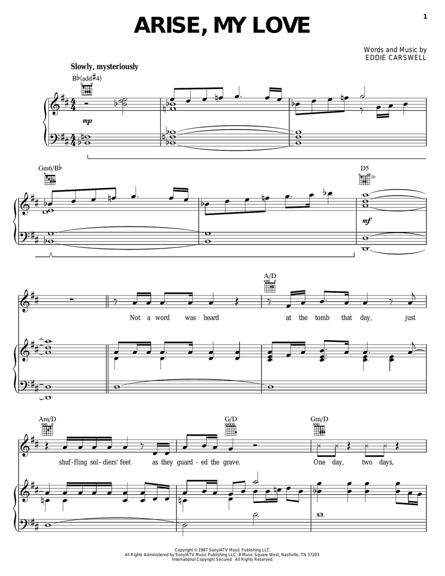 Arise, My Love Piano, Vocal, Guitar scores gallery preview page 1