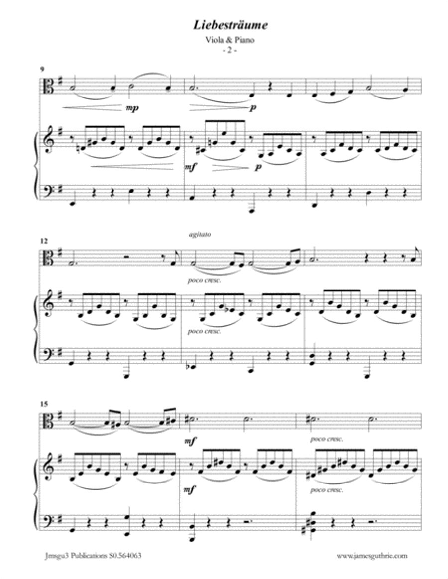 Liszt: Liebestraume for Viola & Piano Viola scores gallery preview page 6