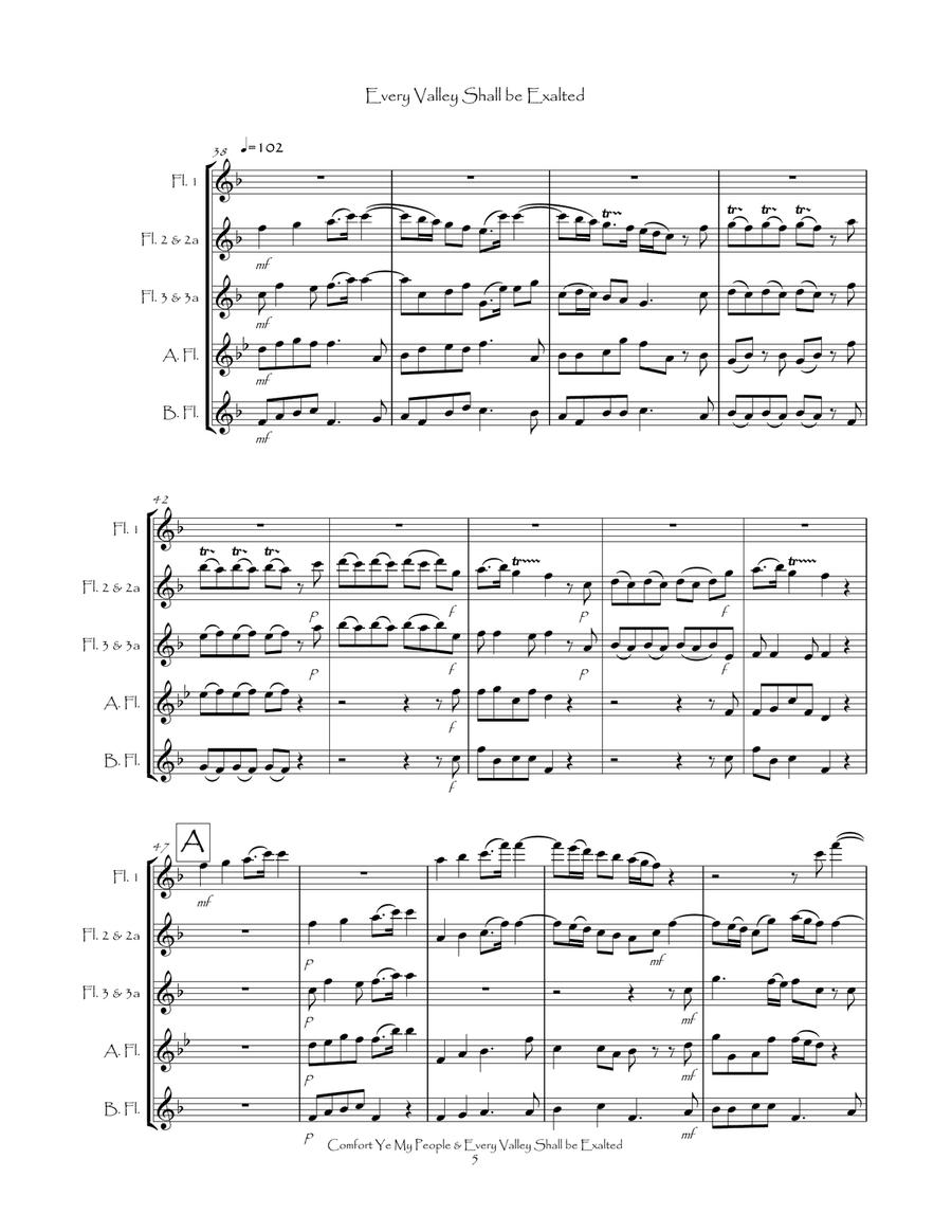 Comfort Ye & Every Valley (in F) from The Messiah for Flute Choir Flute Choir scores gallery preview page 6