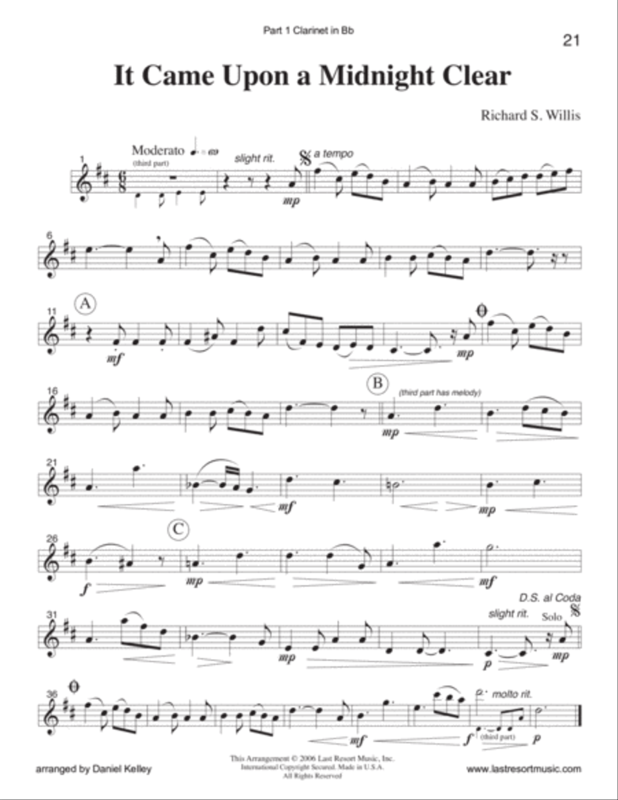 It Came a Midnight Clear for String Trio (or Wind Trio or Mixed Trio) Large Ensemble scores gallery preview page 4