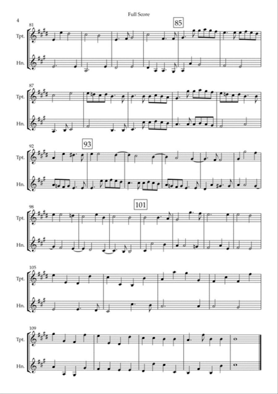 Canon in D Major (Johann Pachelbel) for Trumpet in Bb & Horn in F Duo Brass Duet scores gallery preview page 4
