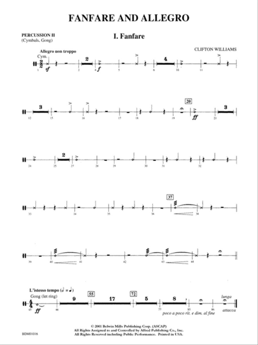 Fanfare and Allegro: 2nd Percussion Concert Band scores gallery preview page 1