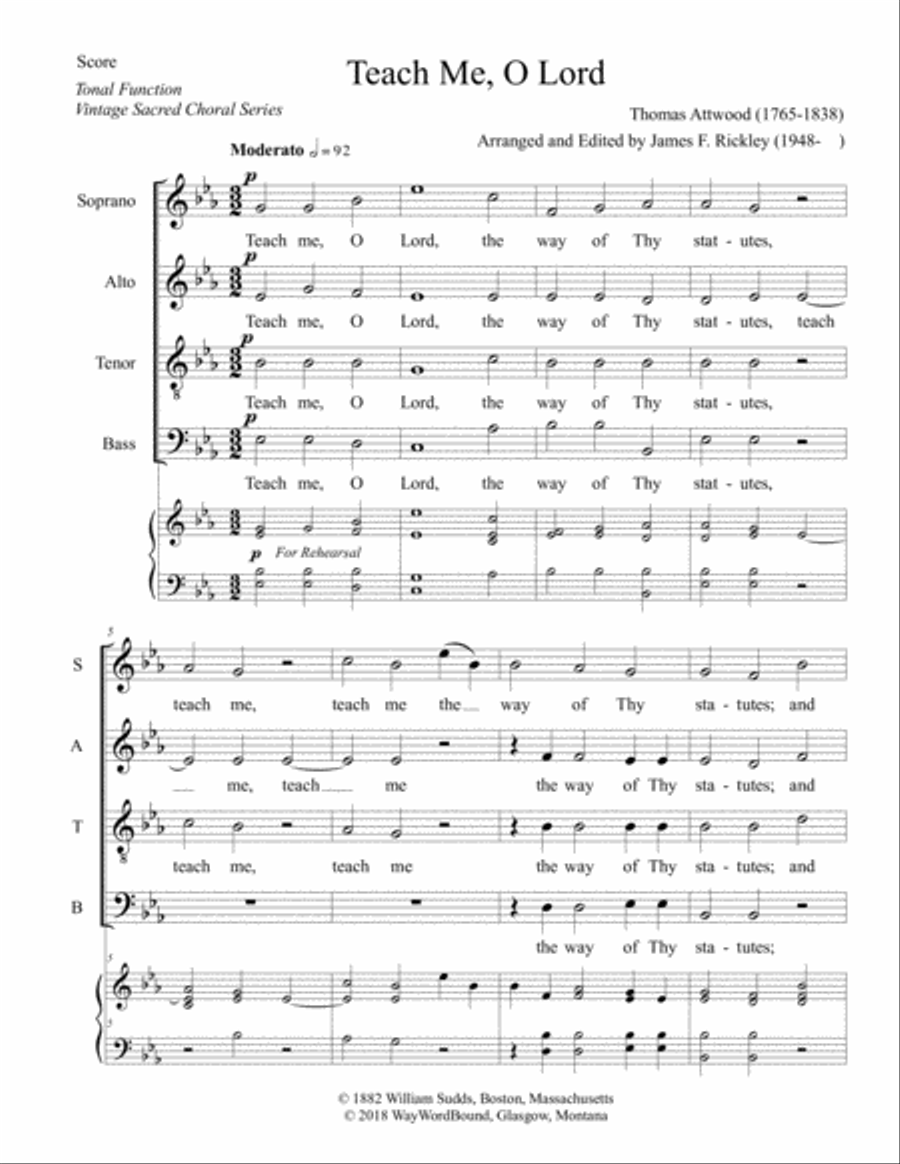 Teach Me, O Lord Teach Me, O Lord 4-Part scores gallery preview page 1