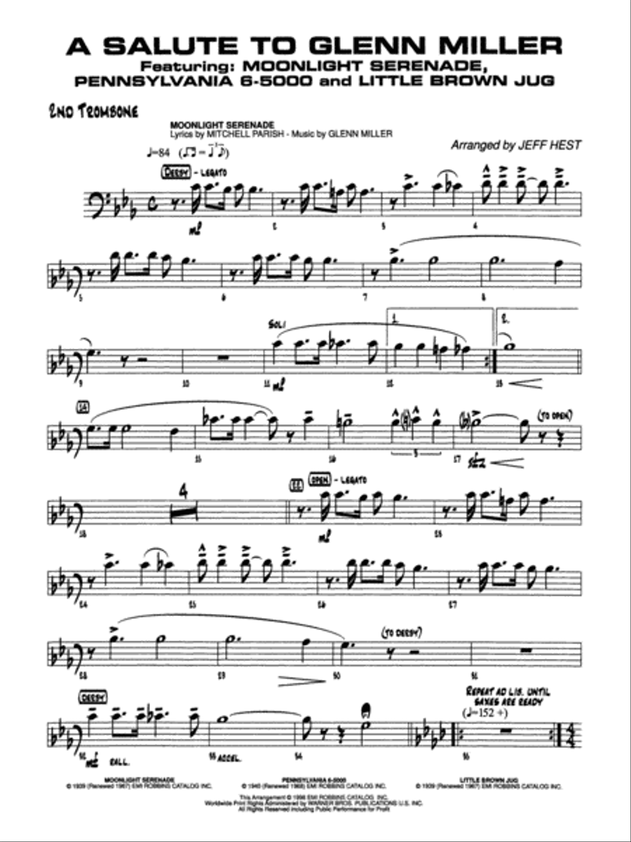 A Salute to Glenn Miller: 2nd Trombone Jazz Ensemble scores gallery preview page 1
