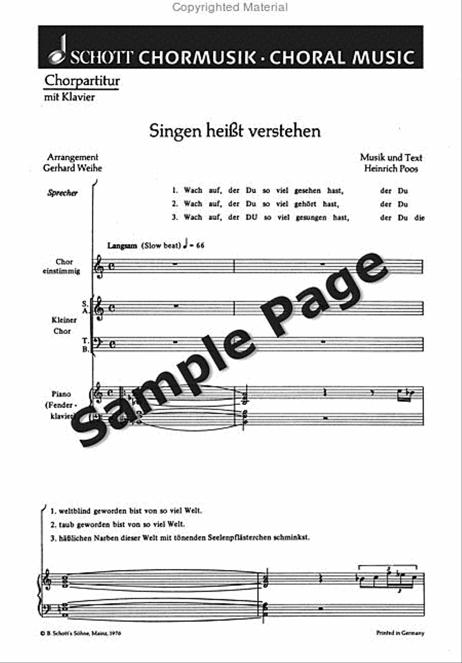 Poos H Singen Heisst Verstehen 4-Part scores gallery preview page 2