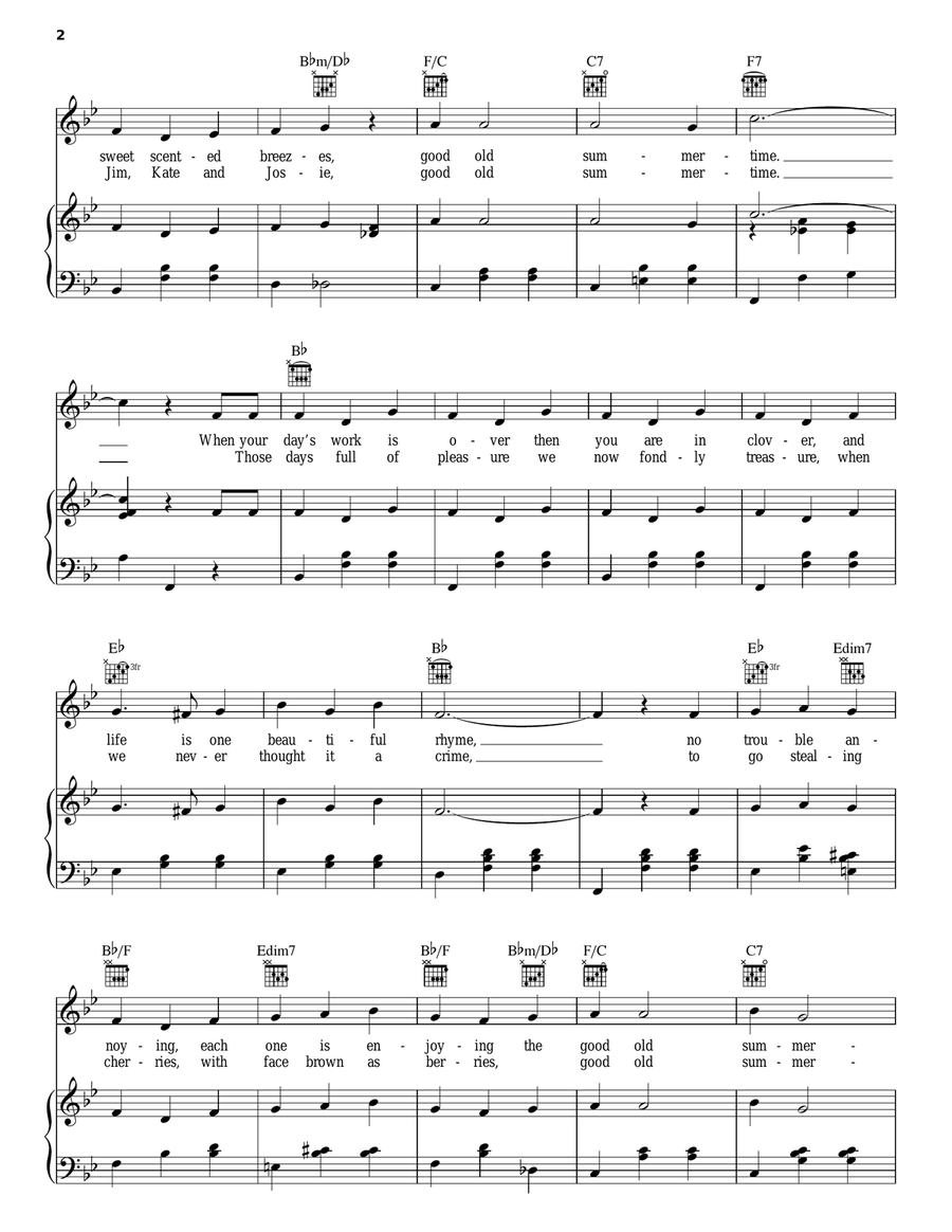 In The Good Old Summertime Piano, Vocal, Guitar scores gallery preview page 2