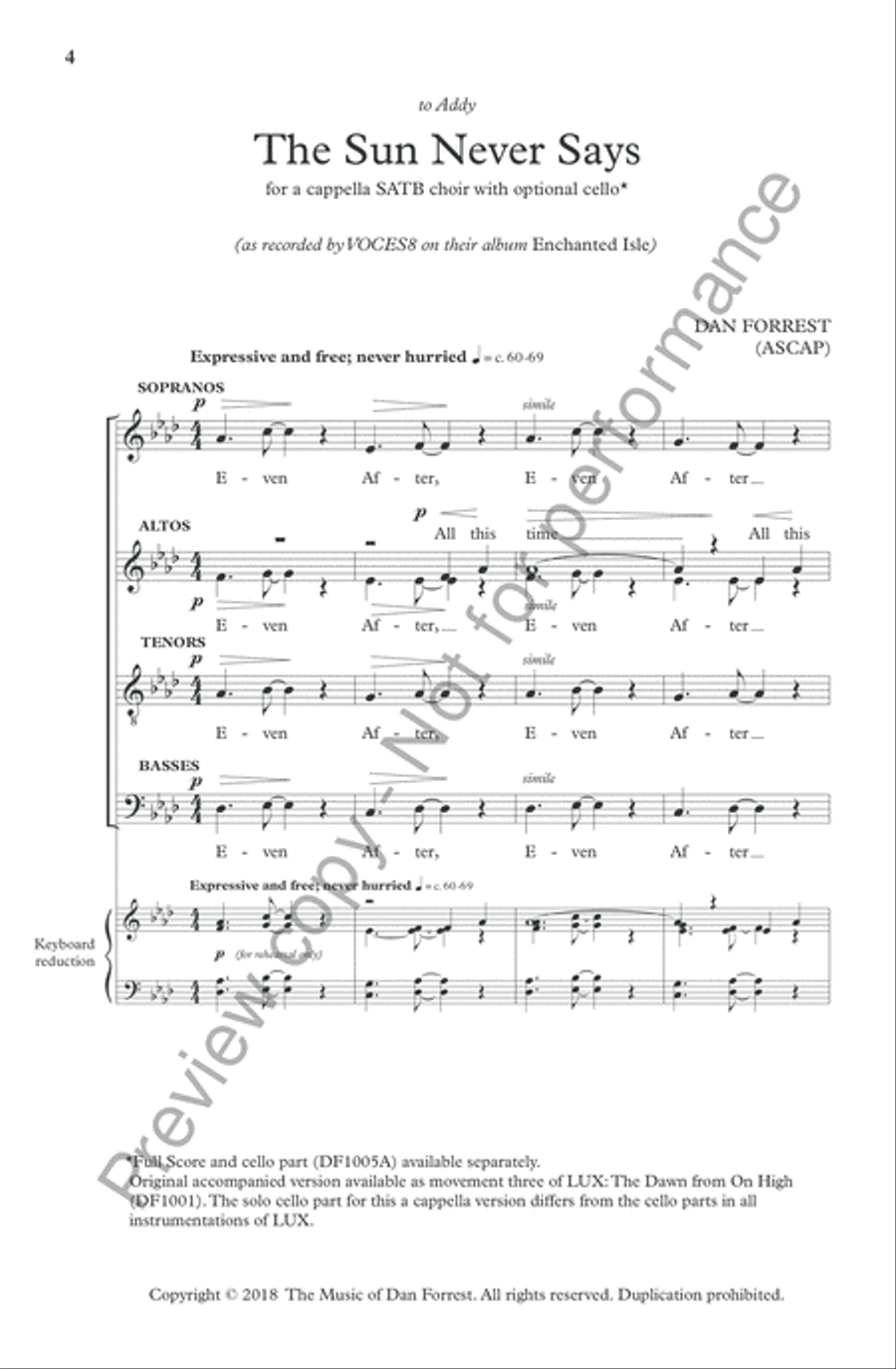 The Sun Never Says 4-Part scores gallery preview page 5