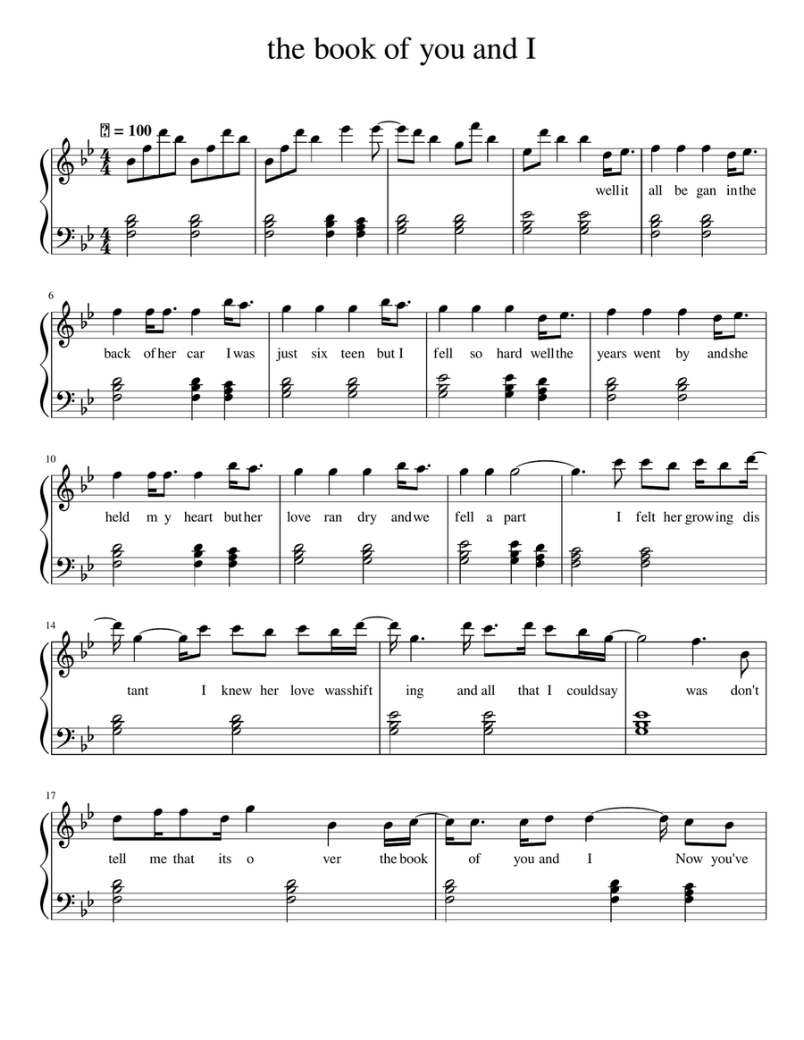 The Book Of You & I Easy Piano scores gallery preview page 1