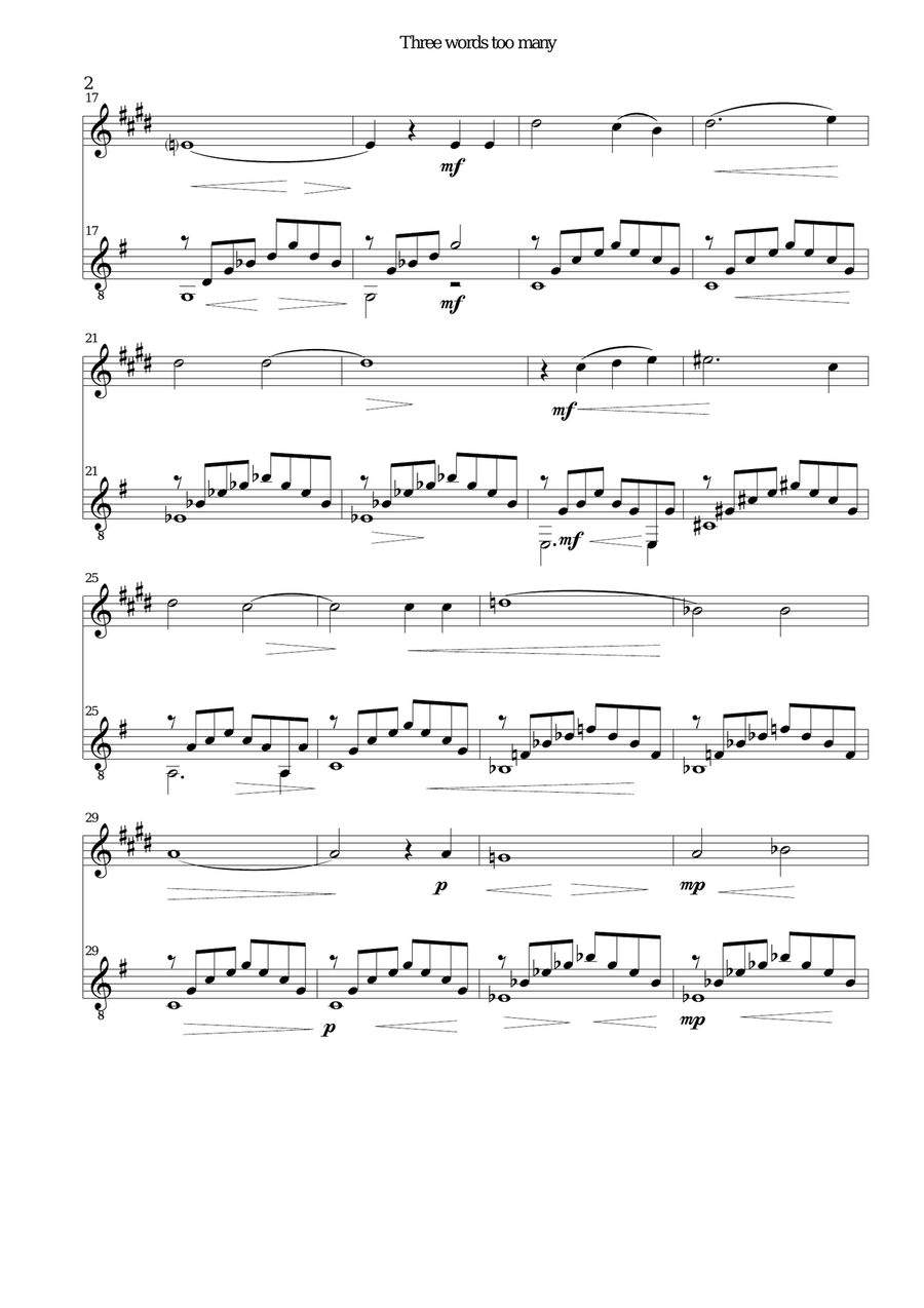 Three words too many for alto saxophone and guitar Alto Saxophone scores gallery preview page 2