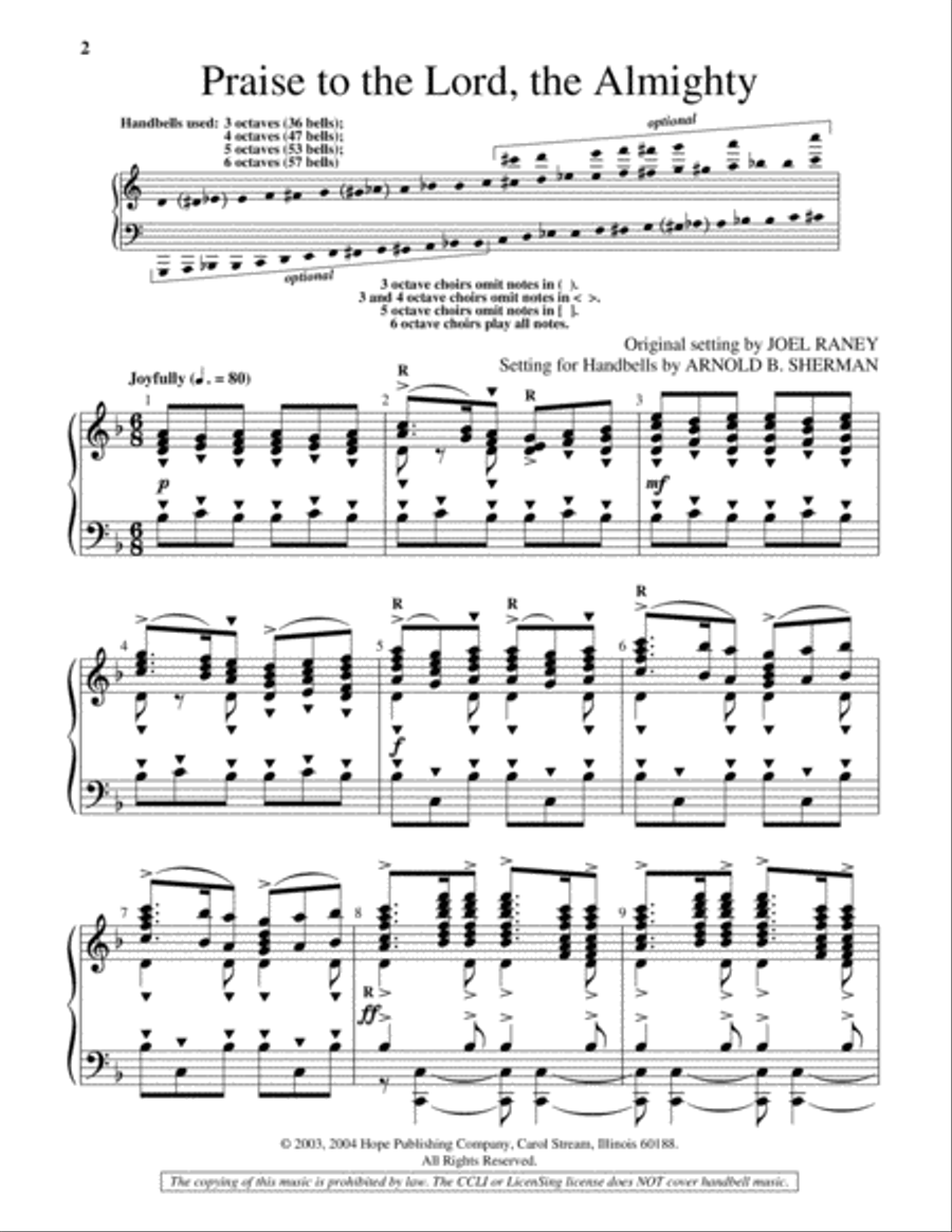 Praise to the Lord the Almighty 5-Octaves scores gallery preview page 2