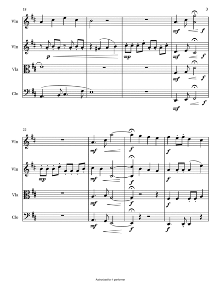 String Quartet no.1 in D-major String Quartet scores gallery preview page 3